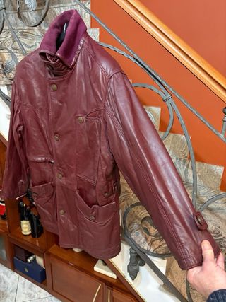 Giaccone  in vera pelle bordeaux vintage