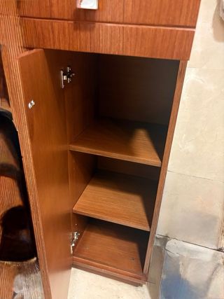 Mobile colonna bagno in legno e vetro in legno massello