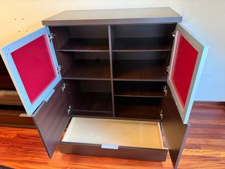 Mueble salón modular madera y cristal