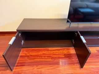 Mueble salón modular madera y cristal