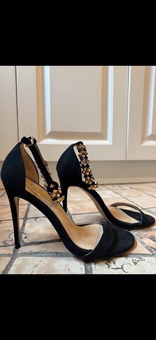 Primadonna Sandali Neri con Tacco e Borchie Oro