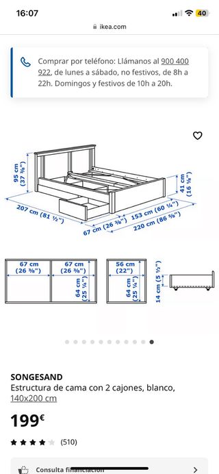 Cama Ikea Doble Blanca