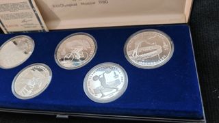 5 Moneda Plata Olimpiadas Moscú 1980 3.97 Oz PROOF