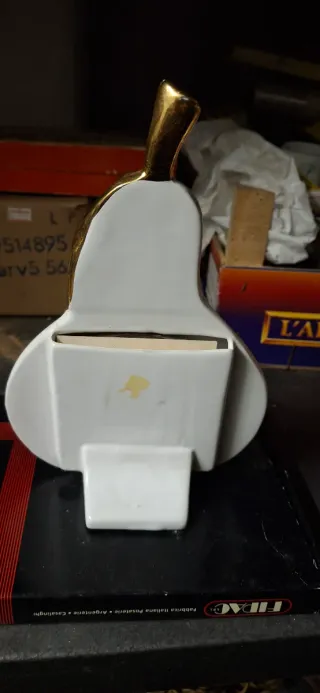 Portafoto Pera Ceramica Bianco Oro