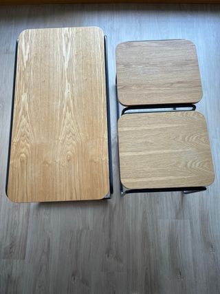 Conjunto mesa y 2 mesitas auxiliares