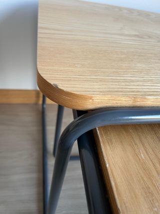 Conjunto mesa y 2 mesitas auxiliares