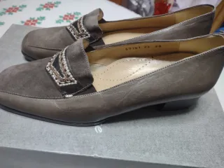 Mocassini donna vera pelle grigi n.39