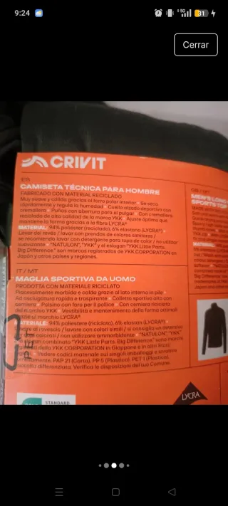 CRIVIT Camiseta Térmica Hombre Talla L Verde