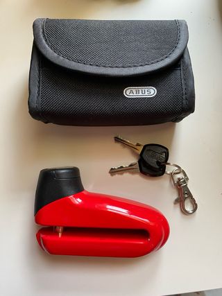 Candado de disco ABUS rojo con funda y llaves