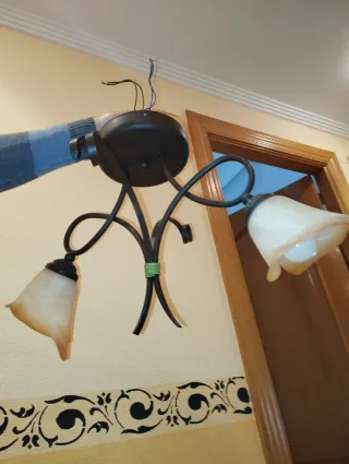 Lámpara de techo metal y cristal