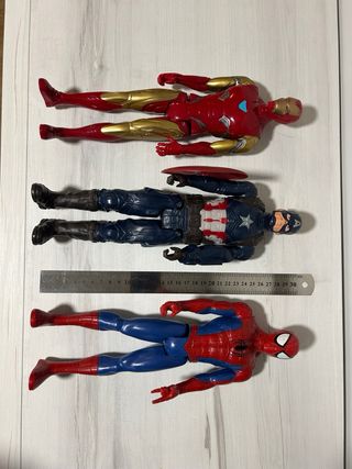 3 Figuras Marvel: Iron Man, Capitán América, Spide