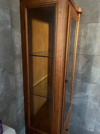 Mueble auxiliar madera y cristal baño
