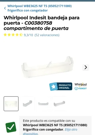 Botellero Frigorífico recambios Whirlpool Indesit