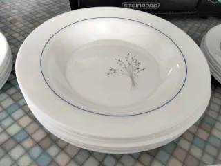 Vajilla de porcelana blanca con diseño