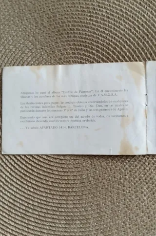 Álbum de cromos"Desfile de Famosas" años 70