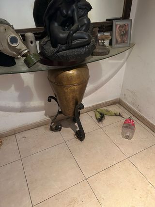 Mesa de entrada cobre y cristal