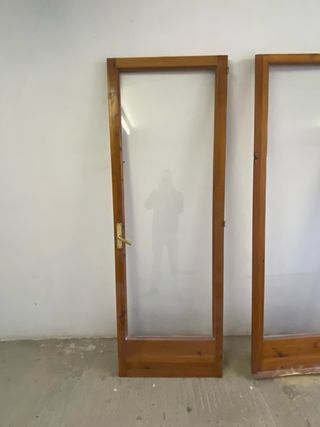 Conjunto 3 puertas madera maciza con cristal