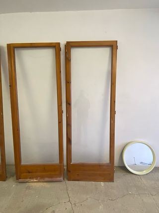 Conjunto 3 puertas madera maciza con cristal