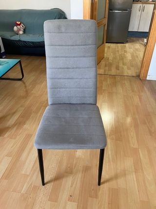 6 Sillas de comedor grises de tela