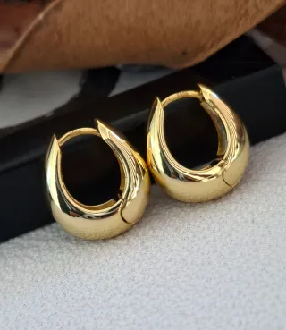 Pendientes Aro Plata Ley Baño Oro 18k