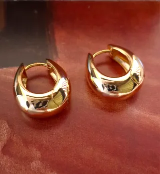 Pendientes Aro Plata Ley Baño Oro 18k