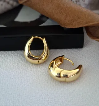 Pendientes Aro Plata Ley Baño Oro 18k