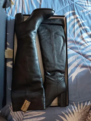 Botas altas piel negras Massimo Dutti T37