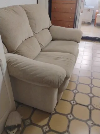 Sofá 2 plazas cómodo tela beige