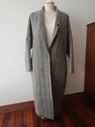 Abrigo largo con lana Mango