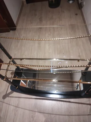 Consola de entrada cristal y metal dorado,3 piezas