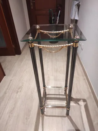 Consola de entrada cristal y metal dorado,3 piezas