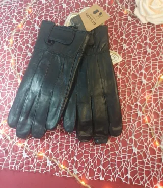 Guantes Piel auténtica Negros Talla Xl