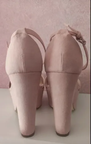 Zapatos de tacón gordo rosa plataforma