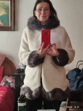 Chaquetón pelo sintético mujer