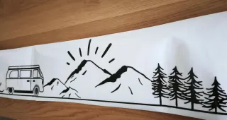 Pegatina Camper/Autocaravana Luna y Montaña