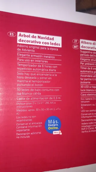 Árbol Navideño Decorativo LED Dorado