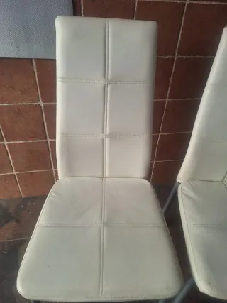 4 Sillas Cocina Blancas Piel Sintética