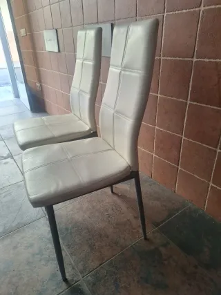 4 Sillas Cocina Blancas Piel Sintética