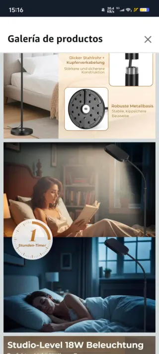 Lámpara de pie LED 18W 1850 lm