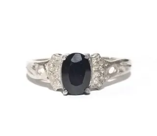 Anillo Plata Zafiro y Diamantes