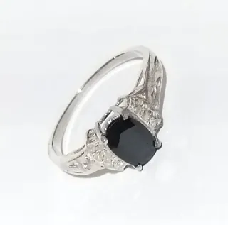 Anillo Plata Zafiro y Diamantes