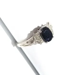 Anillo Plata Zafiro y Diamantes