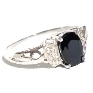 Anillo Plata Zafiro y Diamantes