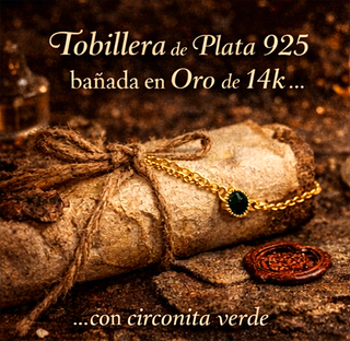 Tobillera Plata 925 Baño Oro 14k Negra