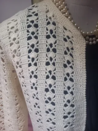 Cardigan uncinetto vintage lana beige