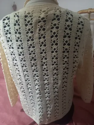 Cardigan uncinetto vintage lana beige