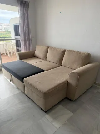 Sofá modular beige de tela