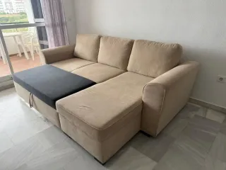 Sofá modular beige de tela