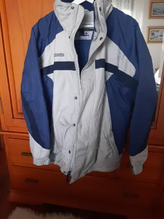 Chaqueta Columbia Hombre Talla M Beige/Azul