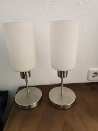 2 Lámparas Mesa Cristal Metal